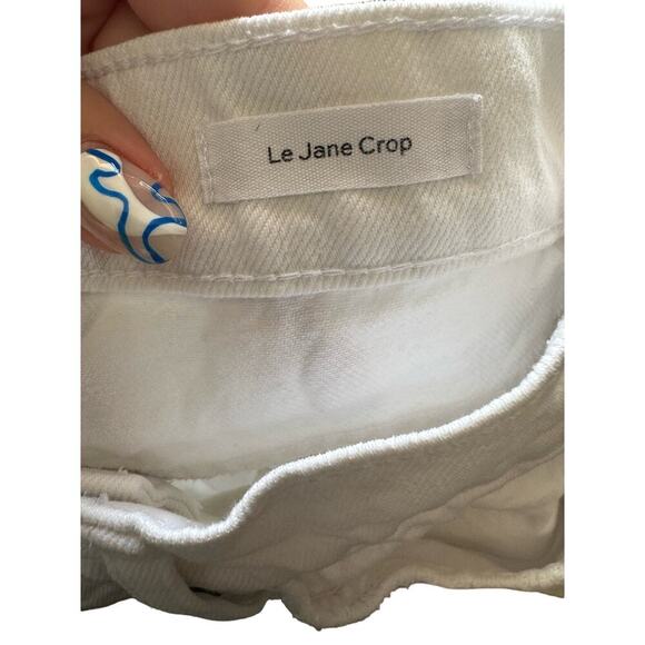 Frame Denim Le Jane Crop Jeans Distressed Straight Leg High Rise White Size 27 - Picture 9 of 13